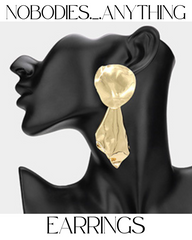 OVERSIZED BRUSHED HAMMERED METAL ABSTRACT PLATE DANGLE EARRINGS