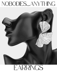 OVERSIZED HAMMERED METAL ABSTRACT FAN EARRINGS