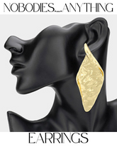 OVERSIZED ABSTRACT TEXTURED METAL RHOMBUS EARRINGS