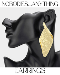 OVERSIZED ABSTRACT TEXTURED METAL RHOMBUS EARRINGS