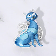 COLORED METAL CAT MAGNETIC BROOCH
