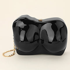 METALLIC SCULPTED BUST BODY SHAPE CLUTCH EVENING BAG/ CROSSBODY BAG