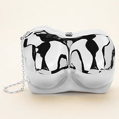 METALLIC SCULPTED BUST BODY SHAPE CLUTCH EVENING BAG/ CROSSBODY BAG