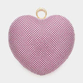 RHINESTONE EMBELLISHED HEART EVENING CLUTCH/ CROSSBODY BAG
