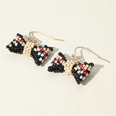 SEED BEADED BOW EARRINGS