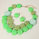 CHUNKY RESIN PEBBLE BEADED STATEMENT NECKLACE