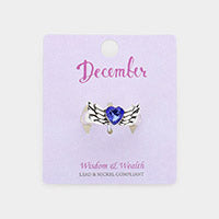 DECEMBER - BIRTHSTONE HEART WING STRETCH RING