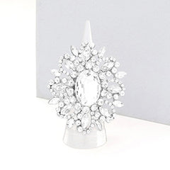 OVAL CRYTSAL CLUSTER STRETCH RING
