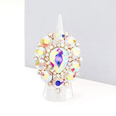 RHINESTONE CRYSTAL CLUSTER TEARDROP STRETCH RING
