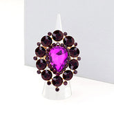 RHINESTONE CRYSTAL CLUSTER TEARDROP STRETCH RING