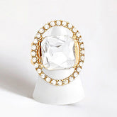 RHINESTONE TRIMMED OVAL CUT STRETCH RING
