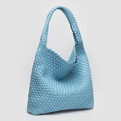 FAUX LEATHER BRAIDED HOBO SHOULDER BAG WITH POUCH
