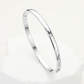 STAINLESS STEEL ROMAN NUMERALS HINGED BANGLE BRACELET