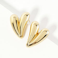 GOLD DIPPED CHUNKY METAL HEART EARRINGS