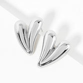 WHITE GOLD DIPPED CHUNKY METAL HEART EARRINGS