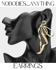 OVERSIZED TEXTURED METAL HALF BOW EARRINGS