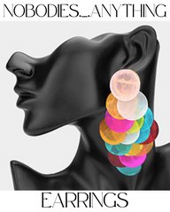 OVERSIZED TRANSPARENT COLORED RESIN DISC LAYERED CHANDELIER EARRINGS