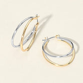 TWO TONE TRIPLE HOOP PIN CATCH EARRINGS