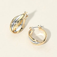 TWO TONE TRIPLE HOOP PIN CATCH EARRINGS