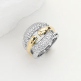 TWO TONE CZ STONE PAVED RING