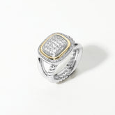 TWO TONE CZ STONE PAVED DOME RING