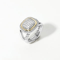 TWO TONE CZ STONE PAVED DOME RING