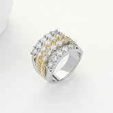 TWO TONE 4 ROW CZ STONE CUSHION RING