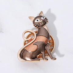 COLORED METAL CAT MAGNETIC BROOCH