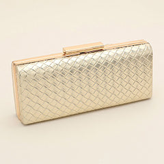 FAUX LEATHER BASKET WEAVE EVENING CLUTCH BAG/ CROSSBODY BAG