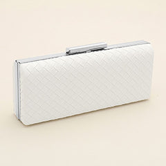 FAUX LEATHER BASKET WEAVE EVENING CLUTCH BAG/ CROSSBODY BAG