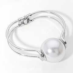 PEARL BALL METAL SPLIT HINGED BANGLE BRACELET