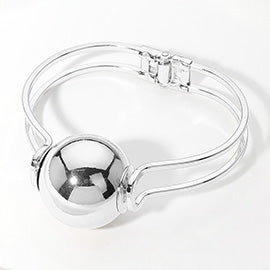 METAL BALL SPLIT HINGED BANGLE BRACELET