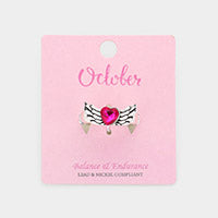 OCTOBER - BIRTHSTONE HEART WING STRETCH RING