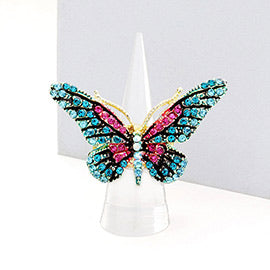 CRYSTAL PAVE BUTTERFLY STRETCH RING