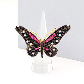 CRYSTAL PAVE BUTTERFLY STRETCH RING