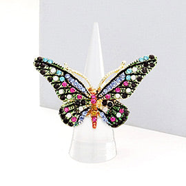 CRYSTAL PAVE BUTTERFLY STRETCH RING