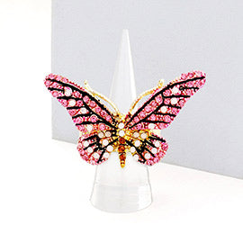 CRYSTAL PAVE BUTTERFLY STRETCH RING