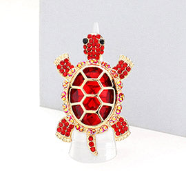 CRYSTAL RHINESTONE PAVE TURTLE STRETCH RING