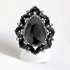 TEARDOP STONE CENTERED ROUND MARQUISE STONE TRIMMED STRETCH RING