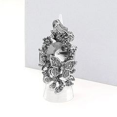 CRYSTAL PAVE FLORAL BUTTERFLY STRETCH RING