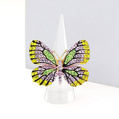 RHINESTONE EMBELLISHED METAL BUTTERFLY STRETCH RING