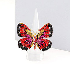 RHINESTONE EMBELLISHED METAL BUTTERFLY STRETCH RING