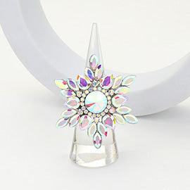 ROUND MARQUISE STONE EMBELLISHED SNOWFLAKE STRETCH RING