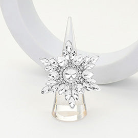 ROUND MARQUISE STONE EMBELLISHED SNOWFLAKE STRETCH RING