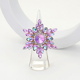 ROUND MARQUISE STONE EMBELLISHED SNOWFLAKE STRETCH RING