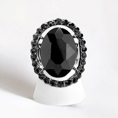 RHINESTONE TRIMMED OVAL CUT STRETCH RING