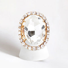 RHINESTONE TRIMMED OVAL CUT STRETCH RING