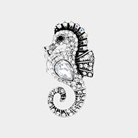 TEARDROP STONE ACCENTED SEAHORSE STRETCH RING