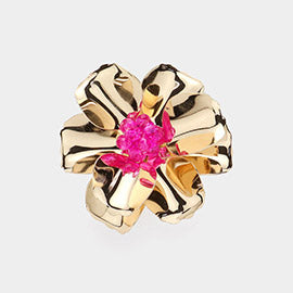 METAL FLOWER ADJUSTABLE RING