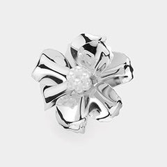 METAL FLOWER ADJUSTABLE RING